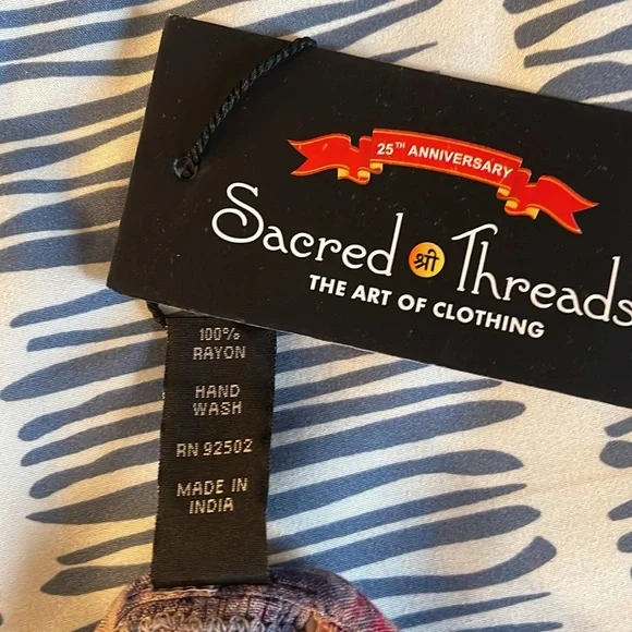 NWT Sacred Threads beautiful short sleeve sundress. OS-one size - Picture 5 of 5